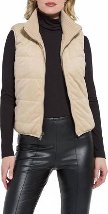 Lyss&eacute; Petra Reversible Puffer Sweater Vest In Beige