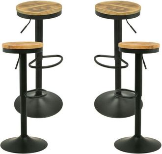 Regalos Miguel Packs Taburetes Altos - Pack 4 Taburetes Vikin Asiento Madera - Negro