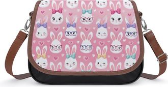 Generic Bunny Hand Drawn Rabbits Crossbody Bags for Women Shoulder Messenger Bag Purse Handbags