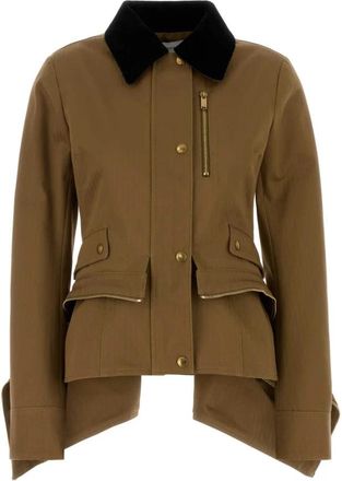 Alexander McQueen Katoenen Visgraat Kickback Jas - Dames - Zomerjassen - Bruin - S - Katoen - Jassen