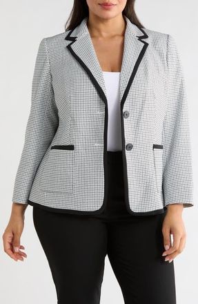 Kasper Framing Two-Button Jacket in Lily White/Blk at Nordstrom, Size 24W