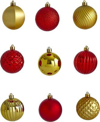 Nearly Natural Holiday Shatterproof, 101 Count Christmas Tree Ornament Set, 60Mm With Re-Useable Tube