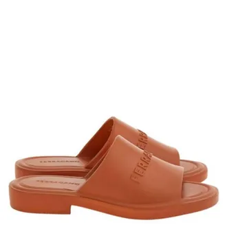 Ferragamo Giuneva Logo Embossed Slides, Size 9