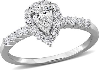 Mimi & Max Created Forever 3/4ct TDW Lab-Grown Diamond Halo Engagement Ring Sterling Silver