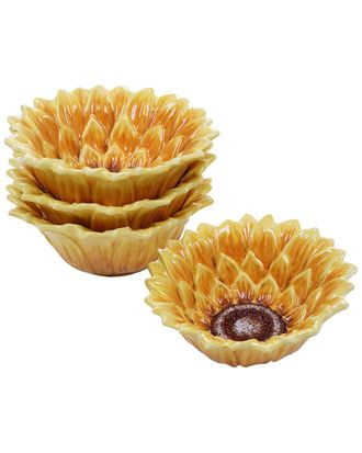 Certified International Set Of 4 Sunset Sunflower Ice Cream Bowls