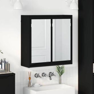 vidaXL vidaXL Mobiletto per specchio da bagno con porta Nero 60 x 20 x 60 cm