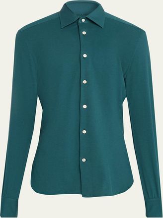 Kiton Mens Solid Cotton Classic-Fit Sport Shirt