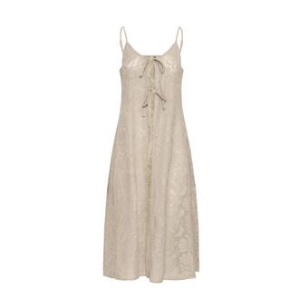 Ichi Midi Jurken - Dames - Casual kleedjes - Beige - M - Kleedjes