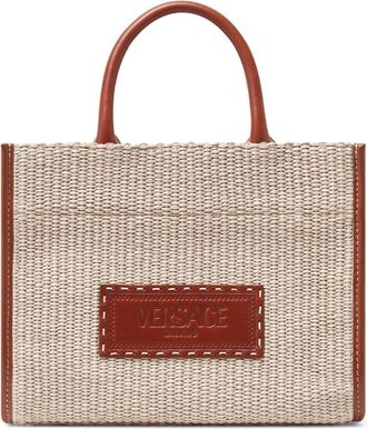 Versace small Athena raffia tote bag - women - Cotton/Nylon - One Size - Brown