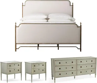 Frontgate Whitby/Etienne Bedroom Set in French Patina - Queen, Bed, Two Bedside Chests and Six-Drawer Dresser - Frontgate