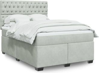 vidaXL Vidaxl - Cama Box Spring Con Colch&oacute;n Terciopelo Gris Claro 140x200 Cm