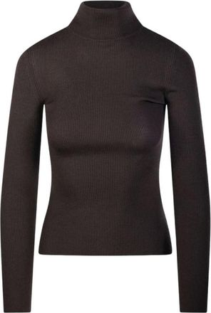 Max Mara Cavallo Ribbed Turtleneck - Dames - Coltruien - Bruin - M - Wol - Truien & Vesten