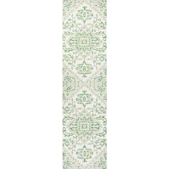 Jonathan Y Designs Estrella Bohemian Medallion Textured Weave Indoor/Outdoor Area Rug in Green/cream at Nordstrom, Size 3Ft 0In X 5Ft 0In