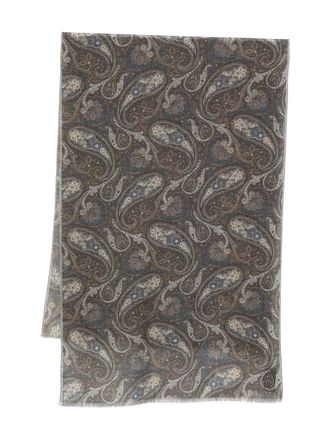 Dell'Oglio Sjaal met franje en paisley-print - Bruin