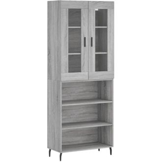 vidaXL Vidaxl - Aparador Alto Madera Contrachapada Gris Sonoma 69,5x34x180 Cm