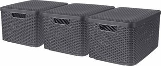 Curver Cajas De Almacenaje Con Tapa Style 3 Unidades L Gris Antracita Curver