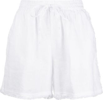 P.A.R.O.S.H. fringed-edge linen shorts - women - Linen/Flax - S - White