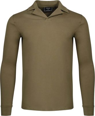 Siksilk Langarm-Poloshirt SIKSILK Siksilk Langarmpolo Longsleeved Revere, Herren, Gr. XXL, khaki, Obermaterial: 95% Baumwolle CO. 5% Elasthan EL., Shirts Lang