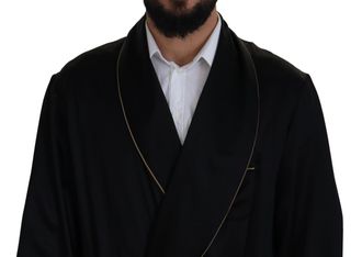 Dolce & Gabbana Mens Black Silk Robe Coat Wrap Jacket Clothing