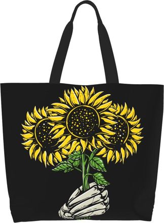 Generic Cool Sunflower Shopper Bag Handle Grocery Bag Portable Handbags For Yoga Ladies Work