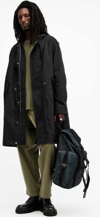 AllSaints Cotton Birdman Hooded Oversized Parka Coat, Size: XL