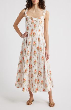 D&ocirc;en Clea Print Sleeveless Organic Cotton Maxi Dress in Rose Petit Bouquet De Chamonix at Nordstrom, Size Xx-Small