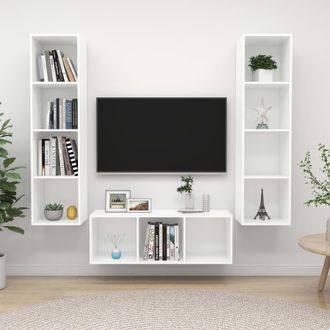 vidaXL Vidaxl - Juego De Muebles De Sal&oacute;n 3 Piezas Madera De Ingenier&iacute;a Blanco