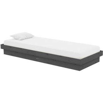 vidaXL Estructura de cama individual sin colchón madera maciza gris Vidaxl