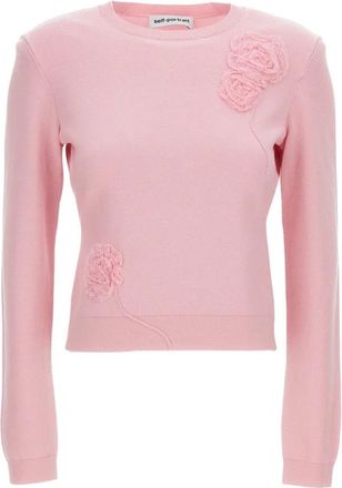 Self Portrait Round-neck Truien - Dames - Ronde hals truien - Roze - L - Truien & Vesten