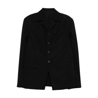 Jacquemus Blazers, male, Black, Size: XL Black Button-Up Jacket with Pockets
