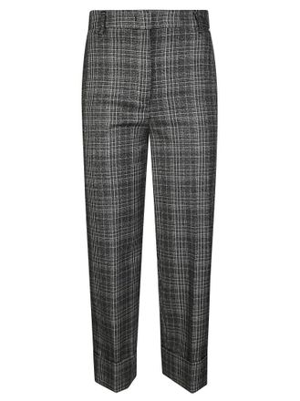 Liu Jo Tailored Grey Checkered Pants With Cuffed Hem