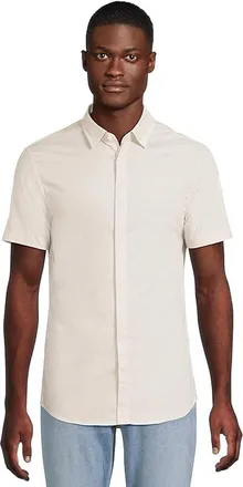A|X Armani Exchange Short Sleeve Slim Fit Micro Print Shirt Mens T Shirt White Arrow Down : 2XL, Cotton/Elastane