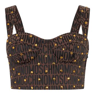 Moschino Short Top with Wide Straps - female - Moschino - Sleeveless Tops - Brown - XL - Tops