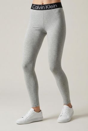 Calvin Klein Leggings CALVIN KLEIN, Damen, Gr. L, N-Gr, grau (light grau melange), Obermaterial: 60% Baumwolle, 35% Polyamid, 5% Elasthan, lang, Hosen Leggings, br