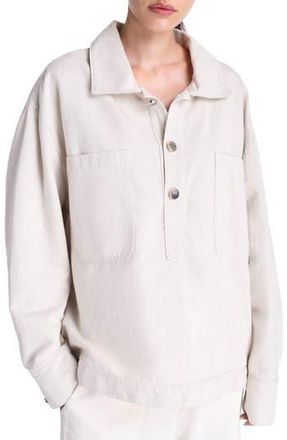 TWP At Ease Stretch Cotton Shirt in Natural at Nordstrom Rack, Size Petite
