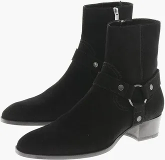 Saint Laurent Suede Western Booties with Cuir Sole 4cm size 40,5