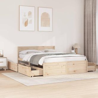 vidaXL Estructura De Cama Sin Colch&oacute;n Madera De Pino Blanco 150x200 Cm Vidaxl