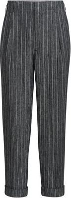 Brunello Cucinelli Linen chalk stripe chevron trousers in Dark Grey at Nordstrom, Size 46 It