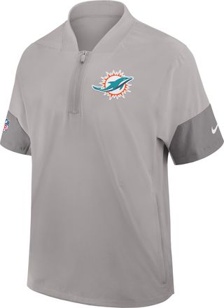 Nike Miami Dolphins Sideline Coach Nike Mens NFL 1/2-Zip Short-Sleeve Jacket in Grey | 03BO0DPT9P-2J5