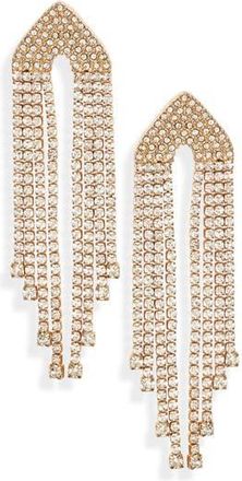 Open Edit Crystal Fringe Drop Earrings in Clear- Gold at Nordstrom Rack
