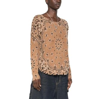 Kujten Kujten, Truien & Vesten, Dames, Bruin, S, Wol, Mela Bandana Bico Sweater
