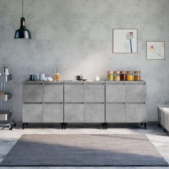vidaXL Vidaxl - Aparadores 3 Uds Madera Contrachapada Gris Hormig&oacute;n 60x35x70 Cm