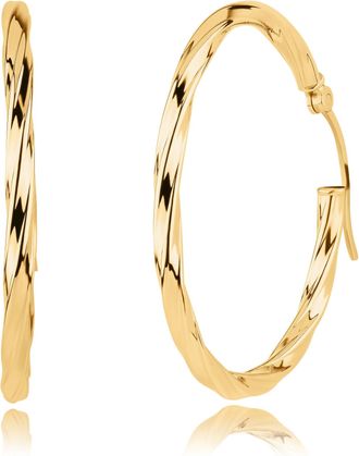 MAX + STONE Solid 10K Yellow Gold 25mm Hoop Earrings with Secure Closure