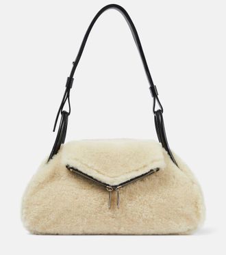 Amina Muaddi Gemini Small shearling shoulder bag