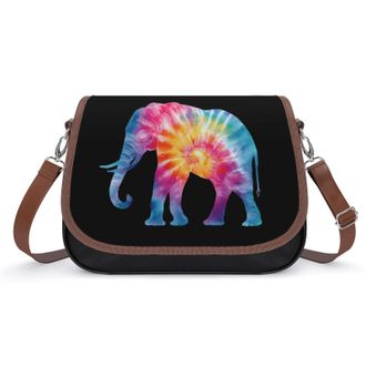 Generic Elephant Tie Dye Pattern Womens Crossbody Bag Fashion Shoulder Handbags Message Tote Bag with Adjustable Strap