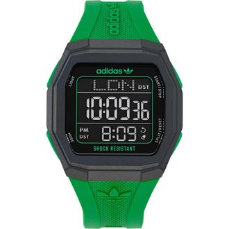 adidas Tech 1 GMT Silicone Strap Watch, 48mm in Green at Nordstrom