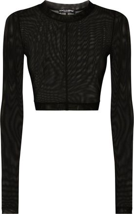 Dolce & Gabbana KIM DOLCE&GABBANA tulle crop top - women - Elastane/Nylon - 48 - Black