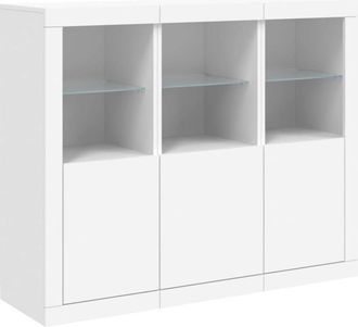 vidaXL Sideboards with led Lights 3 pcs White Engineered Wood Vidaxl