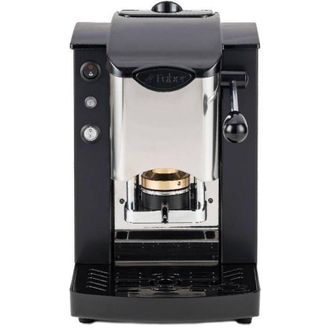 Faber Slot Inox - Cafetera Con Prensa De C&aacute;psulas De Lat&oacute;n - Marco De Metal Negro Y Frente De Acero