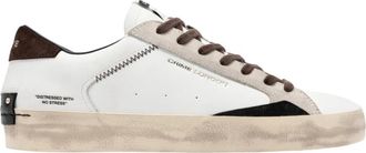 Crime London Distressed Sneaker - Heren - Sneakers - Wit - 43 EU - Leer - Schoenen